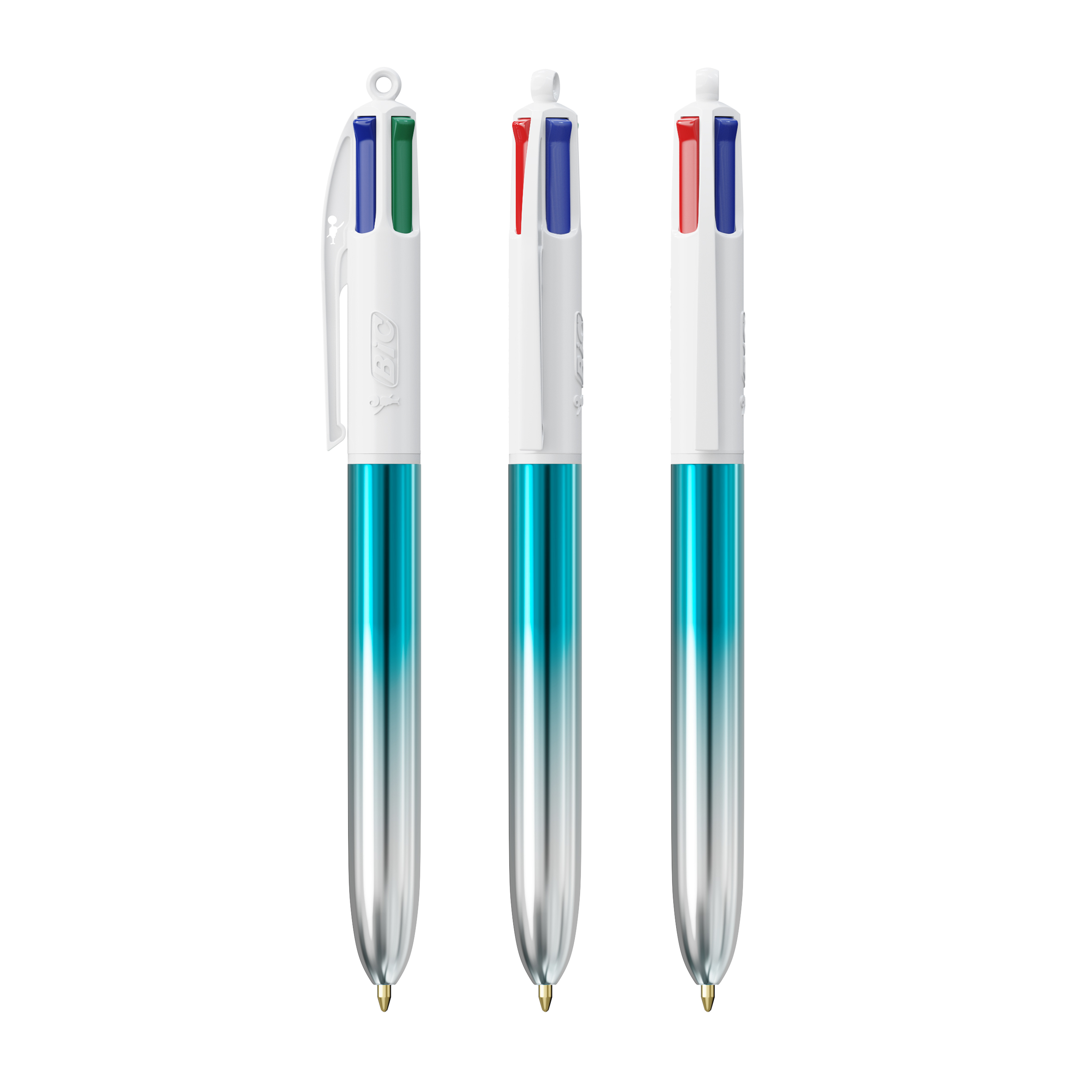 Stylo 4 couleurs BIC® publicitaire Bicolor Couleur Turquoise/Silver